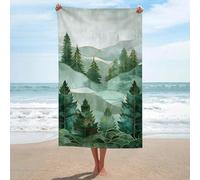 Telo mare in vetro colorato, foresta di pini, verde salvia, asciugamano da spiaggia in microfibra senza sabbia, asciugamano da doccia grande, multiuso, assorbente, per bagno e piscina, 130 x 80 cm