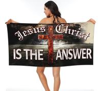 Telo Mare Jesus Christ Is The Answer Teli Mare Morbida Asciugamano da Spiaggia Alta qualità Telo Doccia per Viaggi Yoga Palestra 80X130CM