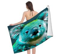 Telo Mare Koala On A Cute Green Background Pattern Asciugamani Ad Asciugatura Rapida Donne Adulti Telo Sauna, per Surfboard, Sport, Yoga, 80x130cm