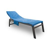 BIANCHERIAWEB Telo Mare Lettino In Spugna Tinta Unita Con Tasche Modello Pool&Beach Lettino Nautical Blue