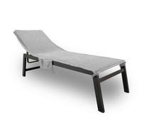BIANCHERIAWEB Telo Mare Lettino in Spugna Tinta Unita con Tasche Modello Pool&Beach Lettino Grigio
