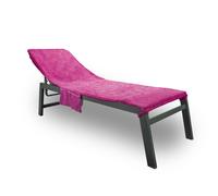 BIANCHERIAWEB Telo Mare Lettino In Spugna Tinta Unita Con Tasche Modello Pool&Beach Lettino Fucsia