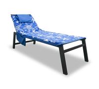 Telo Mare Lettino Spiaggia Piscina Con Cuscino E Tasche Miami Blu