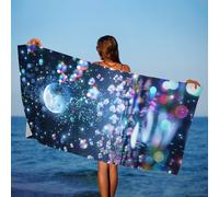 Telo Mare Luna Cielo Stellato Telo Mare Microfibra 65x130 cm,Asciugamano Palestra Leggero,Salvietta da Spiaggia Compatta,Antisabbia,Asciugatura Rapida,Assorbente,per Viaggi Spiaggia Nuoto J1-955