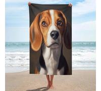 Telo mare marrone Beagle in microfibra senza sabbia, asciugamano da doccia grande, multiuso, assorbente, per bagno e piscina, 130 x 80 cm