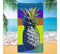 Telo Mare Microfibra 100x200cm Astratto Telo Mare 2 Set Ananas，Antisabbia，Leggero，Assorbente Asciugatura Rapida Morbido e Resistente，con Borsa Impermeabile, per Spiaggia，Piscina，Viaggio，Yoga YJ-651