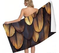 Telo Mare Microfibra 140 x 70 cm Puzzle di piume di lusso Asciugamano Palestra Spiaggia oro Antisabbia Uomo Donna Multiuso Viaggi
