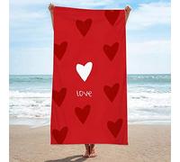 Telo Mare Microfibra 200X100 Amore Rosso Asciugamano da Viaggio Leggero e Portatile,Asciugamano Spiaggia Adatta per Palestra, Yoga, Nuoto, Campeggio e Bagno