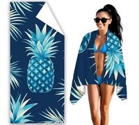 Telo Mare Microfibra 200x100 cm Telo Mare Nero Asciugamano Palestra Ananas Stuoia Spiaggia Antisabbia, Lavabile, Asciugamano Salvaspazio, Donna Accessori Beach Towel per Fitness Yoga Campeggio F2-420