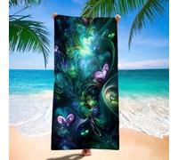 Telo Mare Microfibra 70x140 cm Telo Mare Grande, Asciugamano Palestra, Morbida e Assorbente Asciugamano Microfibra Sogno, Antisabbia Stuoia Spiaggia per Viaggi, Campeggio, Palestra, Verde H-10376