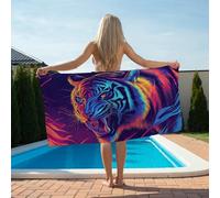 Telo Mare Microfibra 70x140cm Colorato Telo Mare 2 Set Tigre，Antisabbia，Leggero，Assorbente Asciugatura Rapida Morbido e Resistente，con Borsa Impermeabile, per Spiaggia，Piscina，Viaggio，Yoga YJ-578
