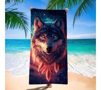 Telo Mare Microfibra 90x160 cm Telo Mare Grande, Asciugamano Palestra, Morbida e Assorbente Asciugamano Microfibra Animale, Antisabbia Stuoia Spiaggia per Viaggi, Campeggio, Palestra, Lupo H-8807