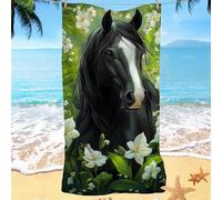 Telo Mare Microfibra 90x180 Telo Mare Grande, Asciugamano Palestra, Morbida e Assorbente Asciugamano Microfibra, Asciugatura Rapida, Antisabbia, Leggero fiore cavallo Salvietta da Spiaggia w0j-241