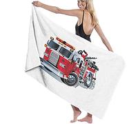 Telo Mare Microfibra,Aiuti Di Emergenza Del Veicolo Dei Vigili Del Fuoco Per Camion A Tema Di Trasporto Dei Vigili Del Fuoco Pubblici Asciugamano Da Spiaggia Leggero,Telo Da Bagno Grande,Perfetto Per