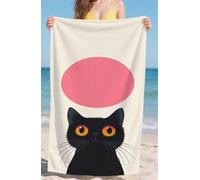 Telo Mare Microfibra Asciugamano Mare Asciuga Veloce Leggero Resistente Asciugamano Spiaggia Beige per Spiaggia Piscina Camping Viaggi Tessuto in Microfibra Telomare Gatto Dimensioni 90x160cm bz-830