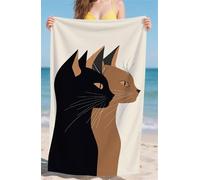 Telo Mare Microfibra Asciugamano Mare Asciuga Veloce Leggero Resistente Asciugamano Spiaggia Beige per Spiaggia Piscina Camping Viaggi Tessuto in Microfibra Telomare Gatto Dimensioni 90x160cm bz-828