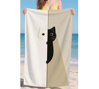 Telo Mare Microfibra Asciugamano Mare Asciuga Veloce Leggero Resistente Asciugamano Spiaggia Beige per Spiaggia Piscina Camping Viaggi Tessuto in Microfibra Telomare Gatto Dimensioni 90x160cm bz-832