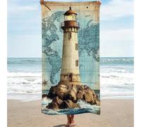 Telo Mare Microfibra Grande 60x120cm - Asciugamano Antisabbia a Rapida Asciugatura - Morbido e Assorbente Asciugamano Palestra, Retro Teli Mare e Piscina, per Palestra Bagno Piscina - Faro (2) 0J-156