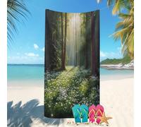 Telo Mare Microfibra Grande 70x140 cm Fiori Nella Foresta Tranquilla Anti Sabbia Asciugatura Rapida, Assorbente, Teli da Mare Leggero, Verde per Spiaggia Piscina Viaggio Campeggio Adulti e Bambini