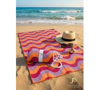 Telo Mare Microfibra Grande 90x170 cm con Borsa Regalo - Antisabbia, Asciugatura Rapida e Assorbente - Leggero, Compatto Salvaspazio - Per Spiaggia, Piscina, Palestra e Viaggio - Onde Arancio