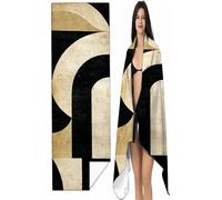 Telo Mare Microfibra Nero 60x120 cm all'aperto Telo Mare Geometria, Asciugamano da Spiaggia Bottone a pressione intimo Antisabbia Asciugatura Rapida, Uomo Donna Spiaggia Regalo Picnic Viaggi SYX8 7-2