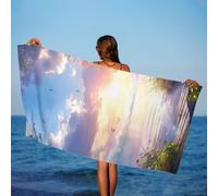 Telo Mare Microfibra, Paesaggio dell'alba Telo Mare Grande 100x180 cm, Asciugamano Palestra Salvaspazio Lavabile Rapida Asciugatura, Antisabbia, per Spiaggia Piscina Bagno Travel, Regalo Donna J1-976