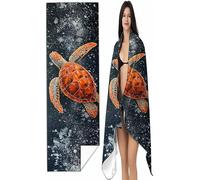 Telo Mare Microfibra Spiaggia Colore Arancione 90 x 180cm Telo Mare Grande Antisabbia Asciugatura Rapida Asciugamano Bottone pressione per Spiaggia Viaggi Campeggio Piscina Tartarughe Marine SYX0 C-S