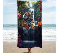 Telo Mare Microfibra - Telo Mare Grande 70x140 cm - Ultra Leggero - Asciugatura Rapida | Asciugamano Mare Donna e Uomo: Facile da Pulir - animale, per Spiaggia, Piscina, Viaggio, Tigre (2) 0J-126