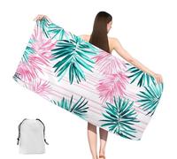 Telo Mare Microfibra Tropical 90x180cm Telo Mare Grande Include Borsa,Antisabbia,Asciugatura Rapida,Ultra Assorbente,Beach Towel per Viaggi,Spiaggia, Telopalestra, Regalo Donna Uomo,Planta,yj-354