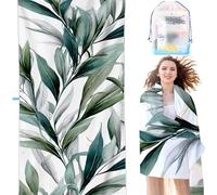 Telo Mare Microfibra Verde 100x200 cm all'aperto Telo Mare Pianta, Asciugamano da Spiaggia Bottone a pressione intimo Antisabbia Asciugatura Rapida, Uomo Donna Spiaggia Regalo Picnic Viaggi SYX8 4-K