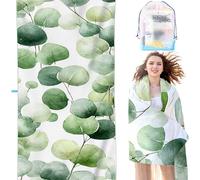 Telo Mare Microfibra Verde 60x120 cm all'aperto Telo Mare Pianta, Asciugamano da Spiaggia Bottone a pressione intimo Antisabbia Asciugatura Rapida, Uomo Donna Spiaggia Regalo Picnic Viaggi SYX8 3-V