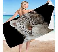 Telo Mare Microfibra XL XXL Quick Dry Asciugamano Tema Animale Tigre Leone Nero Grigio Marrone Ragazzo Uomo Asciugamano per Sport da Spiaggia Nuotare Surf Sedie a Sdraio Mat (Colore1,100x180 cm)