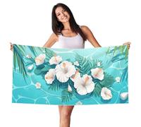 Telo Mare Microfibra xxl Grande Asciugamano da Spiaggia 100x200cm Asciugatura Rapida Telo Cotone Morbido,Antisabbia Mare Coperta da Spiaggia per Campeggio,Palestra,Piscina,Viaggio Fiori bianchi G-1940