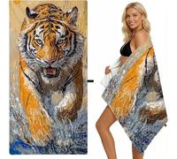 Telo Mare Microfibradi Tigre, Oversize 180X90cm Telo Mare Animale Asciugamani e Resistente Alla Sabbia, Palestra Leggero e ad Asciugatura Rapida Adattoper Spiaggia, Palestra, Viaggi, Sauna L-188