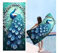 Telo Mare Microfibradi xxl 60 x 120 cm, Asciugamani Grande Microfibra e Resistente Alla Sabbia, Telo Palestra Leggero e ad Asciugatura Rapida Adattoper Spiaggia, Viaggi, Sauna, Peacock sogno s-831