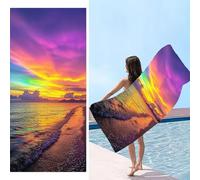 Telo Mare Microfibradi xxl 60 x 120 cm, Asciugamani Grande Microfibra e Resistente Alla Sabbia, Telo Palestra Leggero e ad Asciugatura Rapida Adattoper Spiaggia, Viaggi, Vista mare da sogno s-827