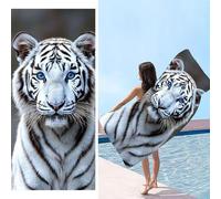 Telo Mare Microfibradi xxl 90 x 200 cm, Asciugamani Grande Microfibra e Resistente Alla Sabbia, Telo Palestra Leggero e ad Asciugatura Rapida Adattoper Spiaggia, Viaggi, Sauna, Tigre Bianca s-15