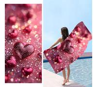 Telo Mare Microfibradi xxl 90 x 200 cm, Asciugamani Grande Microfibra e Resistente Alla Sabbia, Telo Palestra Leggero e ad Asciugatura Rapida Adattoper Spiaggia, Viaggi, Sauna, amore rosa s-297