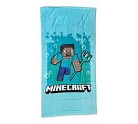 Telo Mare Minecraft Grande 70x140 centimetri 100% Cotone Modello Steve Tridente. Asciugamano Telo Piscina Ufficiale