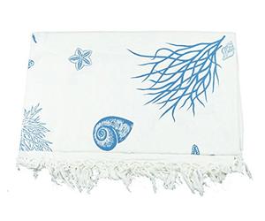 TELO MARE MULTIUSO COTONE COPRILETTO COPRIDIVANO CON FRANGE VARI COLORI SEA GROP 210X240CM