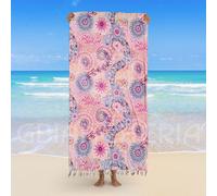 Telo Mare Pareo Stampato con Frange mis 100x170cm sopra Cotone sotto MicroSpugna