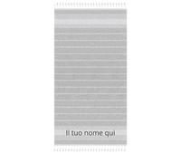 Telo Mare Personalizzato con Logo, Nome o Testo - Pareo Morbido in 100% Cotone - Asciugatura Rapida - Personalizzazione Stampata - Asciugamano Personalizzabile da Spiaggia, Piscina, Sauna (Grigio)