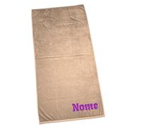 Telo mare personalizzato con nome ricamato. Telo per sdraio grande, double face, in spugna 100% cotone, super assorbente. Asciugamano grande per sdraio, piscina (Spugna, Tortora)