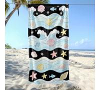 Telo Mare Personalizzato Pesce Blu Del Mar Nero Telo da Mare Extra Grande Personalizzato Per Adulti, Resistente Alla Sabbia e ad Asciugatura Rapida 90x180 cm