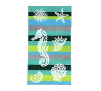 Telo Mare Rigato Samoa 100% Spugna di Cotone 90x165 cm Asciugamano Spiaggia (Verde)