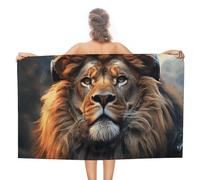 Telo Mare SciFi Lion Asciugamano da Bagno Ultra-Assorbente Senza Sabbia Telo da Viaggio, per Nuoto, Giardino, Yoga, 80x130cm