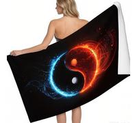 Telo Mare Sfera del Tai Chi Yin Yang Microfibra 160 x 80 cm nero Antisabbia Super Grande Leggero Asciugatura Rapida per Piscina Campeggio Viaggi