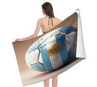 Telo Mare Soccer Ball with The Flag of Argentina Print Pattern Asciugamano da Bagno Asciugatura Rapida Bambini Telo da Palestra, per Surfboard, Campeggio, Giardino, 80x130cm