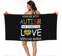 Telo Mare Someone with Autism Has Taught Me Love Needs No Words Asciugamano da Sauna Morbida Telo Doccia Alta qualità Asciugamano da Spiaggia per Viaggi Palestra Campeggio 80X130CM