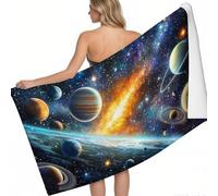 Telo Mare Stelle e pianeti del sistema solare Microfibra 180 x 90 cm Corpi celesti Leggero Antisabbia Asciugatura Rapida per Spiaggia Piscina Viaggi Uomo Donna